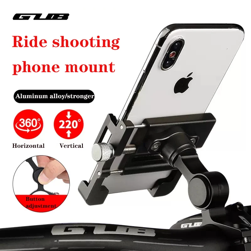 

GUB Plus18 Bicycle Phone Holder Aluminum Alloy Button Adjustment For Navigation and Shooting 360° Rotating Phone Support Mount