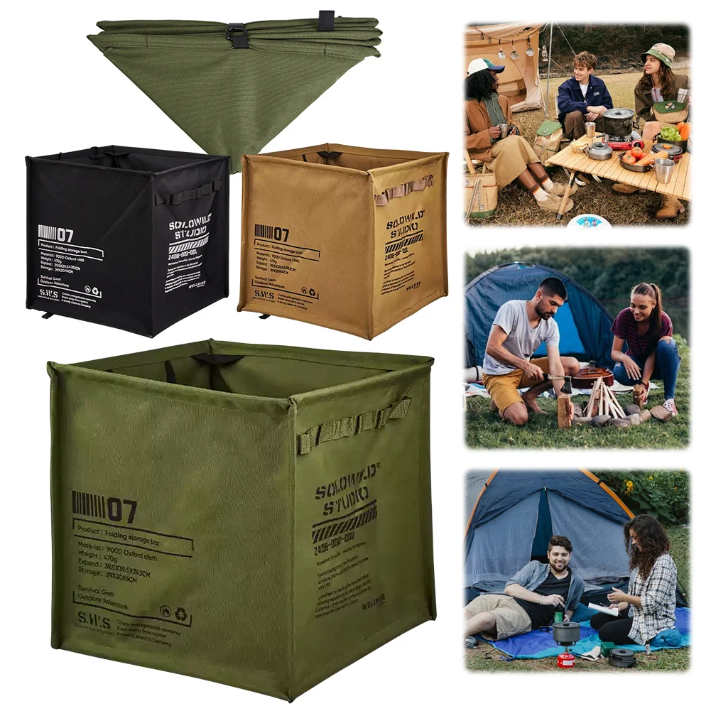 Portable Lawn Leaf Waste Bag with Handle Folding Camping Bucket Large Capacity Foldable Trash Can for Fishing Backpacker