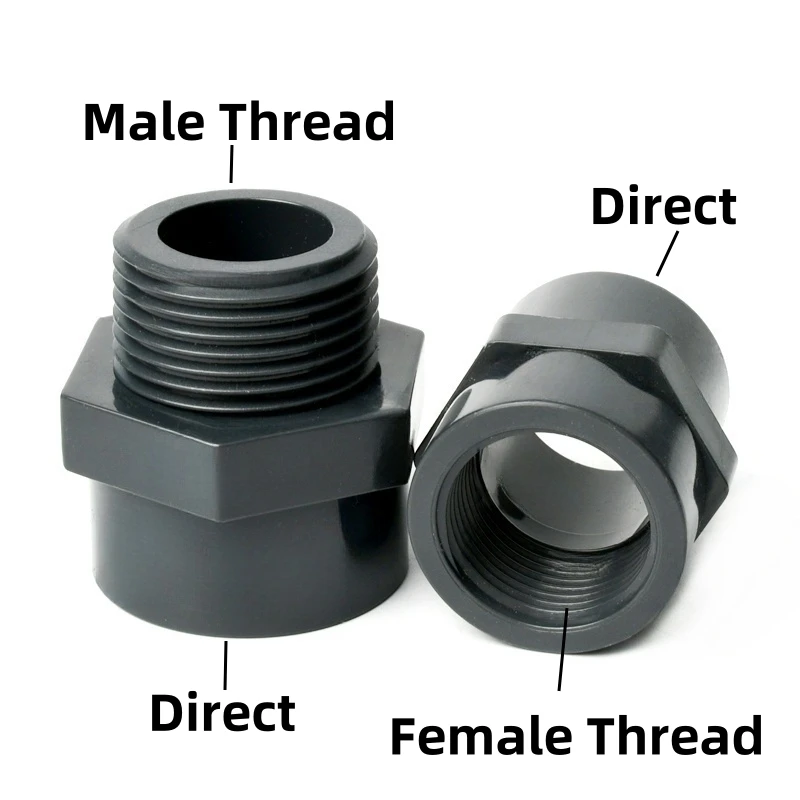 1PC 20~63mm Dark Grey UPVC Pipe Connector Straight Elbow Tee Garden Irrigation DIY Accessories Aquarium Water Tank Supply Joints