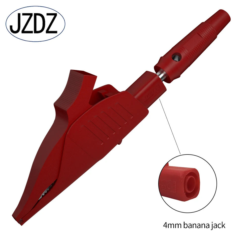 Alligator Clips JZDZ Heavy Duty Alligator Clips Full Insulated Safe Crocodile Clips with 4mm Banana Jack Socket for electrical Test J.60042