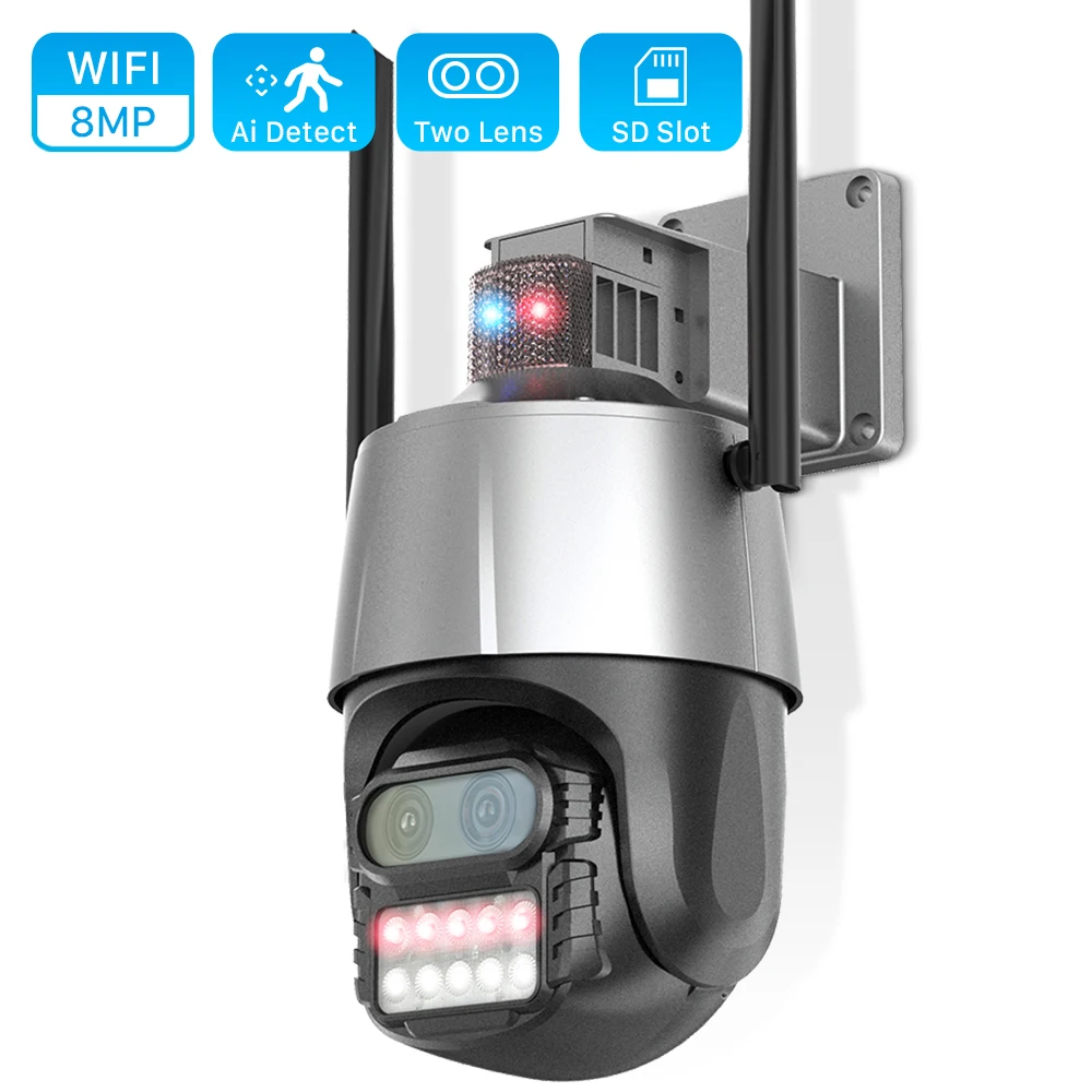 Caméra de surveillance extérieure PTZ IP Wifi hd 8MP/4K, avec double
