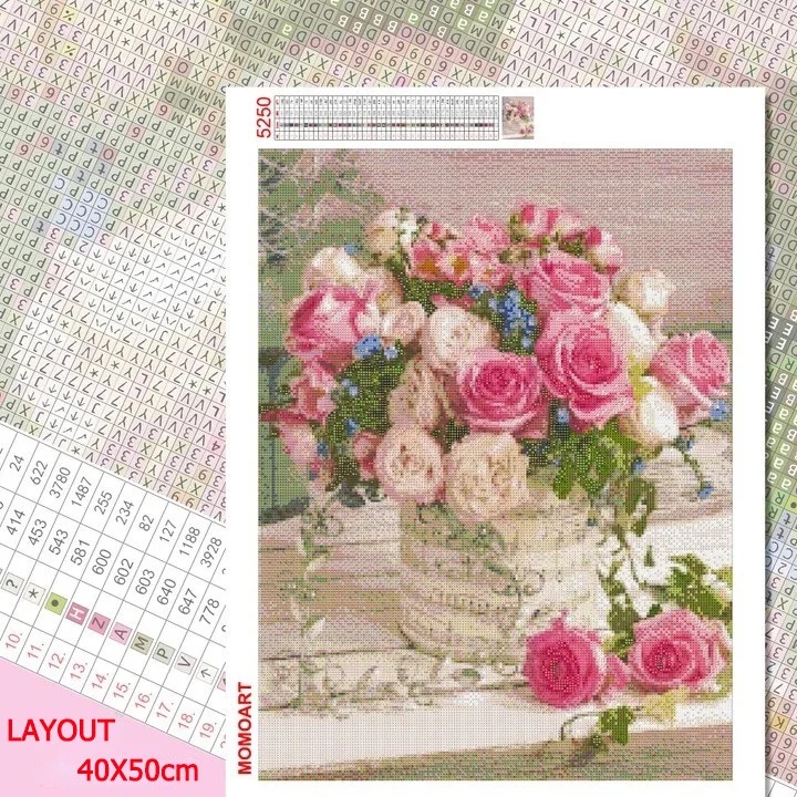 MomoArt 5D DIY Diamond Embroidery Peony Cross Stitch Kit Diamond Painting Flower Full Square Round Mosaic Art Home Decorations,diamond painting,painting set