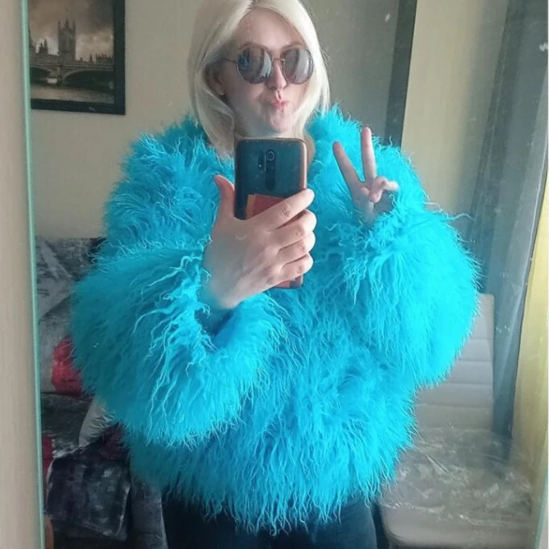 2023 Women Faux Fur Coat Autumn Winter High Quality Fluffy Short Coat Faux Fur Jacket 4