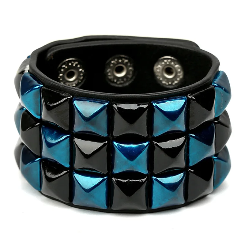 New Fashion Leather Button Adjustable Wide Bracelet Unisex Gothic Punk Bohemian Hip Hop Rock Men's And Women's Bracelet Jewelry 4