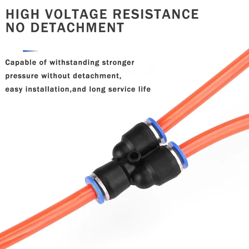 20/100/500 PCS Y/W Shape Push Fittings, 4 6 8 10 12mm OD Push to Connect Quick Fitting, Air line Lock Tube Fitting Splitter