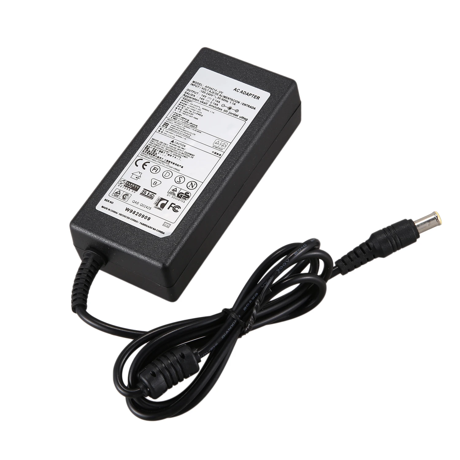 삼성에 적합한 SyncMaster 디스플레이 모니터 전원 30W DC 14V 2.14A 어댑터 충전기, 6.5X4.4mm