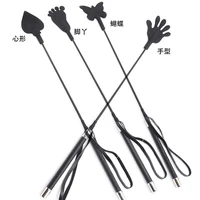 55CM Black Silicone Butterfly Shaped Top Long Straight Whip Riding Crop Flogger Paddle Slapper Horse Training Dressage Whips 1