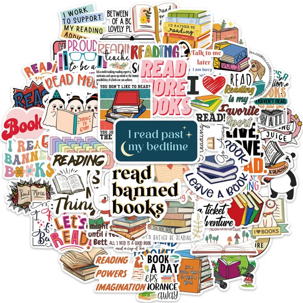 

10/50PCS Reading Book Day Student Stickers Vintage For DIY Kids Notebook Luggage Cup Motorcycle Laptop Refrigerator Decal Toys