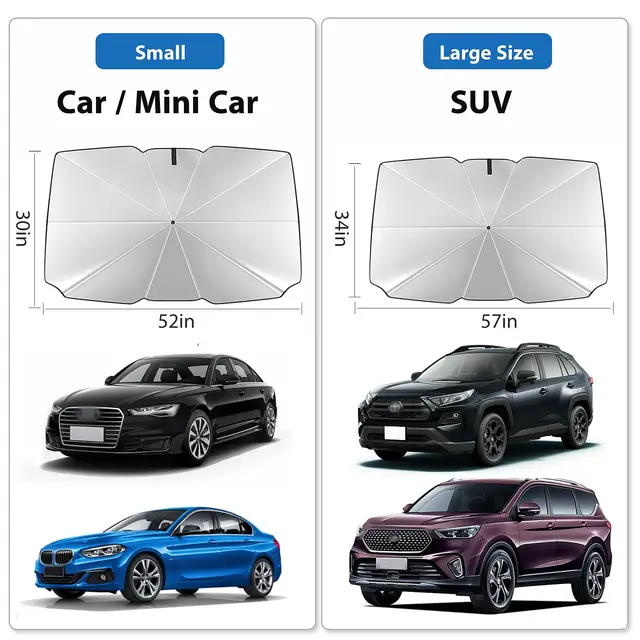 2024 Car Windshield Sun Shade Umbrella Foldable Sunshade Front Window Cover for UV Block Heat Protection Protector Parasol 6