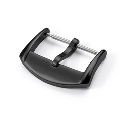 Seiko Watch Band Keeper: Stainless Steel Buckle & Loop Holder in Silver/Black - 20mm (A - Black)