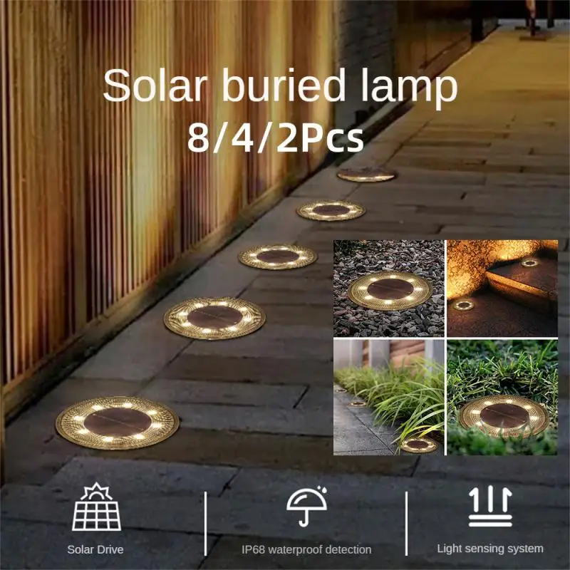 IP68 Waterproof LED Outdoor Solar Power Ground Light Lighting Control Path Deck Lights Yard Driveway Lawn Garden Decoration Lamp