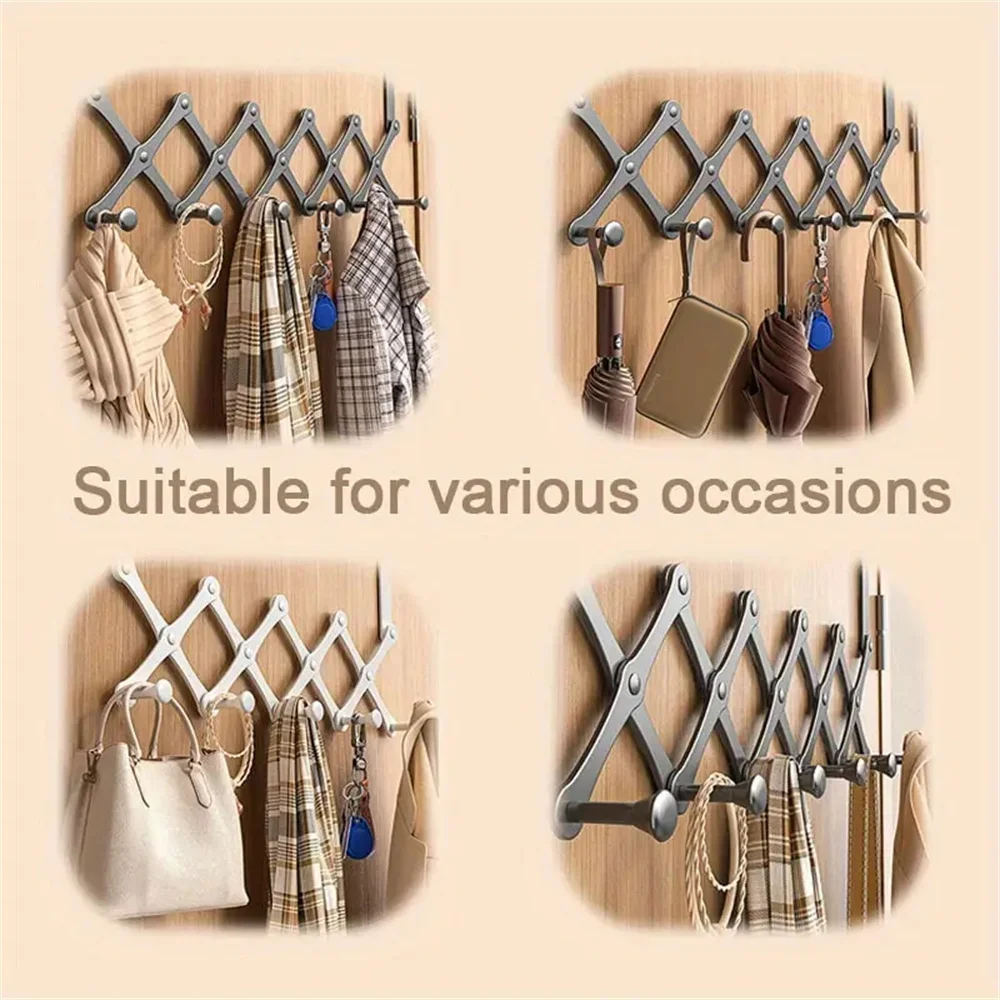 1pc Metal Door Back Foldable Wall Mounted Clothes Storage Hook-Holeless Telescopic Hook Suitable for Bedroom storage hook door hook
