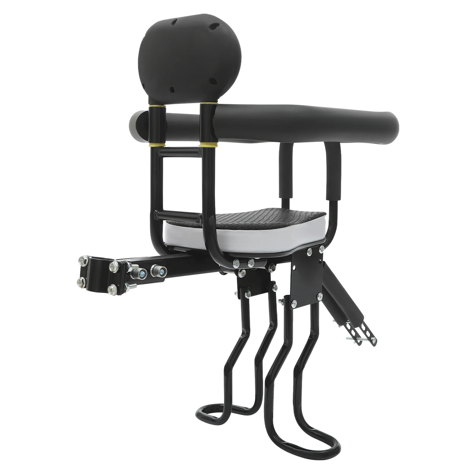 Front-Mounted Steel Child Bike Seat, Adjustable Pedals, and Safety Handrail for Toddlers (1–5 Years)