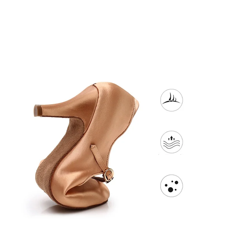 Women Modern Dance Shoes Standard Sneakers Dance Satin Soft-Soled Training Shoes Ballroom Dance Waltz Tango Ladies 5