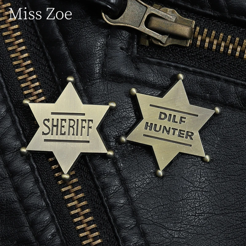 

Star Sheriff Dilf Hunter Enamel Pin Custom Vintage Bronze Pentagram Lapel Jewelry Badge Metal Women Backpack Bag Hat Wholesale