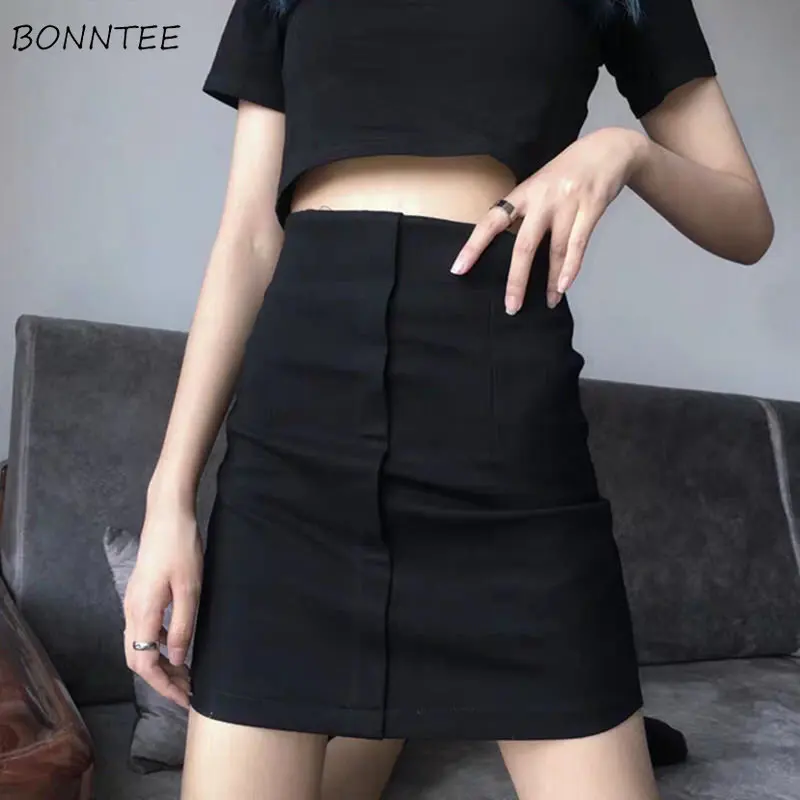 

Skirts Women Solid Designed Simple Daily Cozy All-match Basics Vintage Korean Style New Ladies Breathable Stylish Tender Elegant