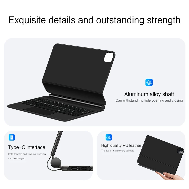 Huwei Case de Teclado Mágico para Ipad Pro 11 12.9 2023 2023 2023 Ipad ar 10.9 Polegada A2436 A2437 A2757 Tablet Capa Inteligente Cases - Imagem 3