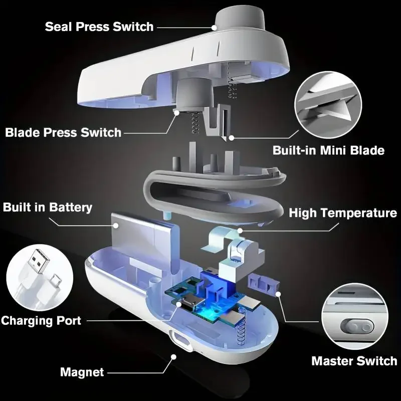 Portable Mini 2 in 1 Heat Sealer For Snacks Home use rechargeable Vacuum Snacks plastic bag sealer bag sealer