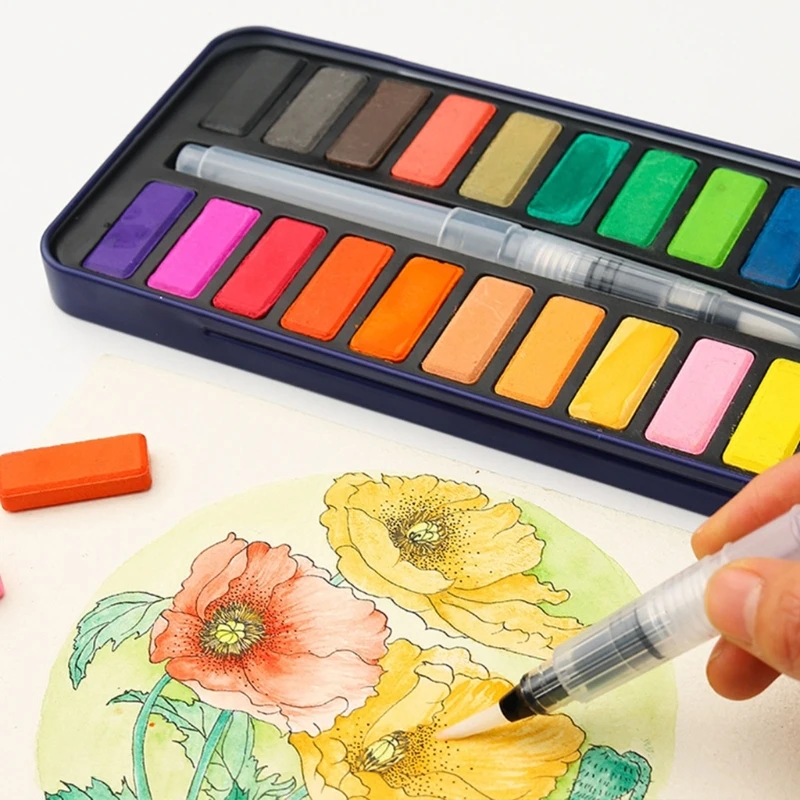 12/18/24 Color Watercolor Paint Set With Watercolor Brush For Painting