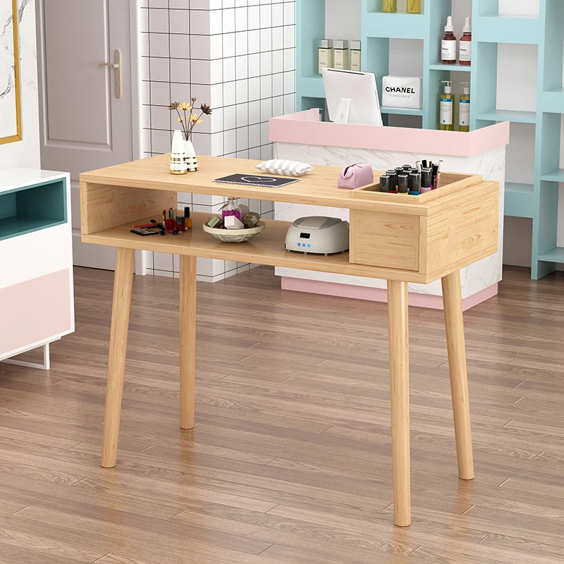 

Exquisite Wooden Nail Table Simple Design Exquisite Salon Nail Table Nordic Reception Mesa De Manicure Salon Furniture HD50ZJ