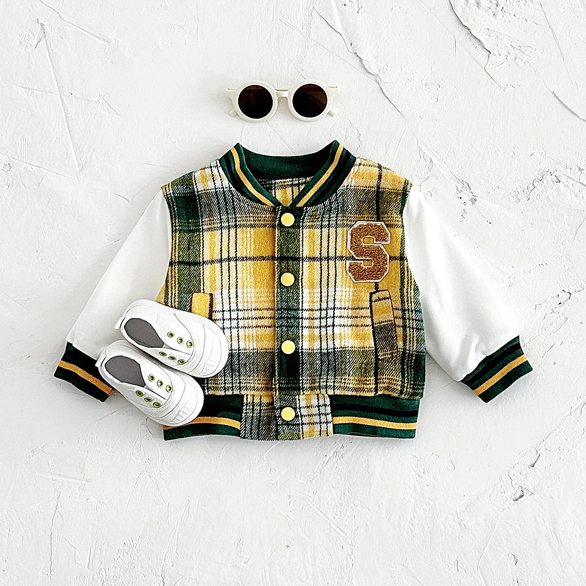 0-3Y Winter Fashion Baby Boy Coat Cotton Baseball Jacket Plaid Thick Top Toddler Kids Button Coat Girls Warm Sport Clothes