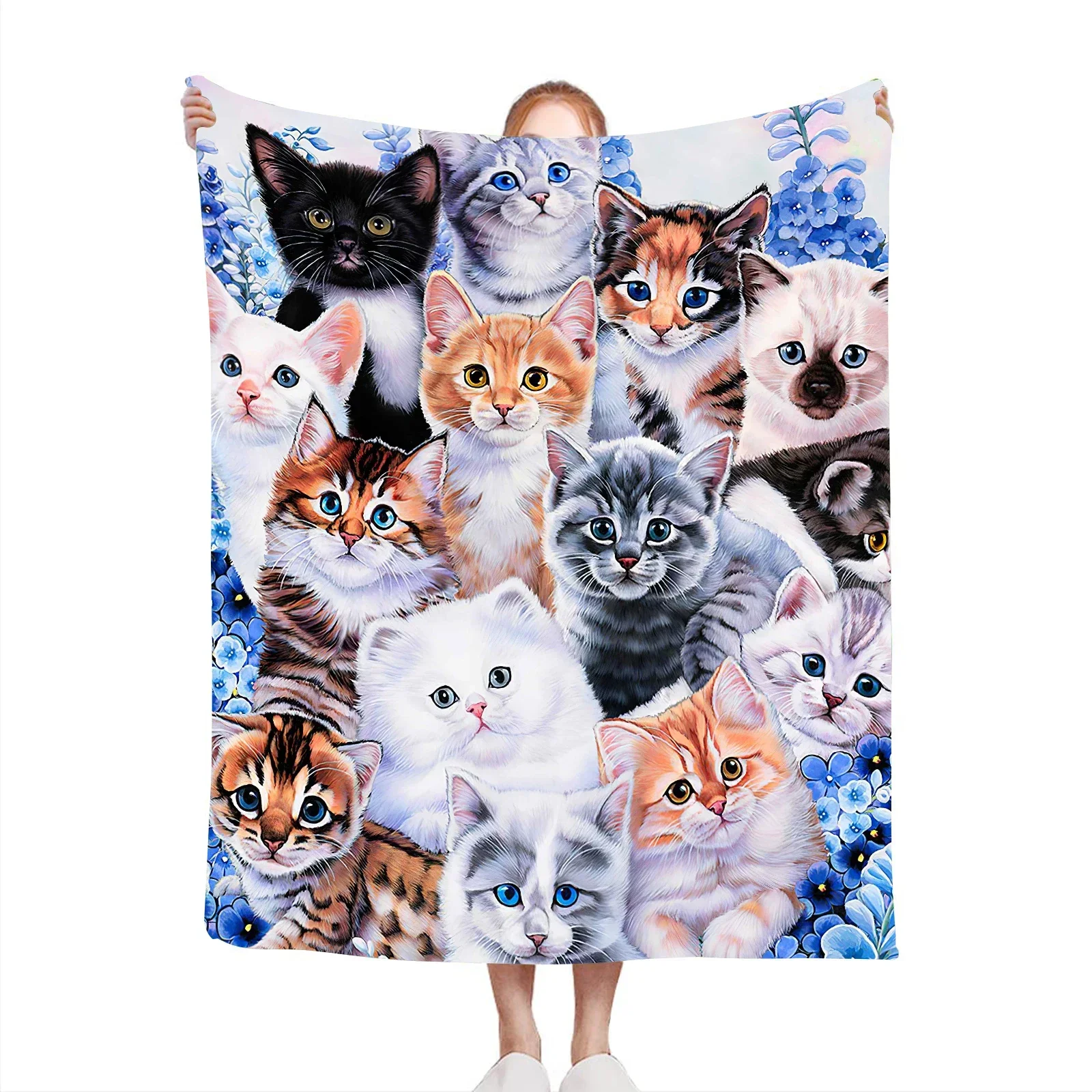 Cute Cat Microfiber Blanket Super Soft Throw Blankets For Bed Bedspread Sofa Decorative Camping Picnic Winter Warm Blanket 3