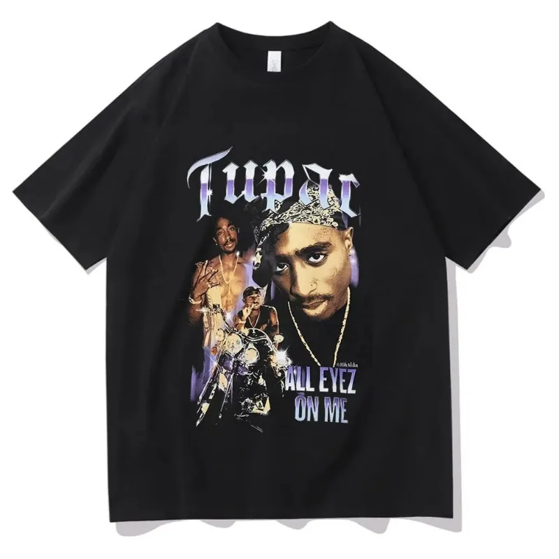 Women T-shirts Rapper Tupac Graphic Print Y2k Hip Hop Men T Shirt Streetweartops Unisex Harajuku Casual Short Sleeve Tees