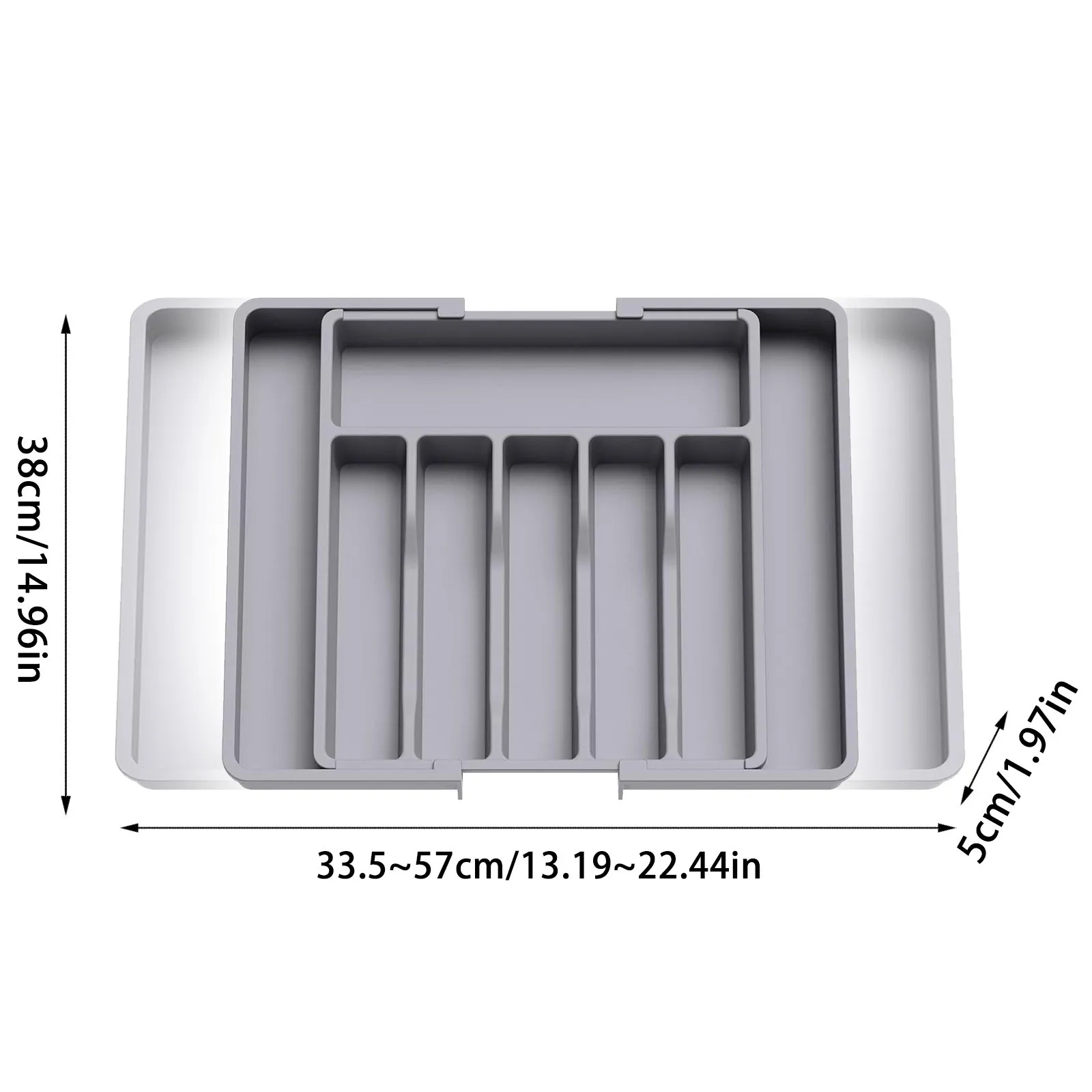 Silverware Drawer Organizer, Expandable Utensil Tray for Kitchen, Adjustable Flatware and Cutlery Holder for Spoons Forks Knives 6