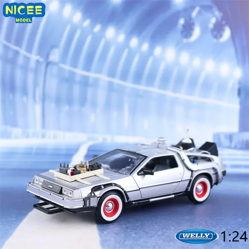 

WELLY 1:24 Back To The Future Time Machine Diecast Alloy Model Car DMC-12 Delorean Metal Toy Car Gift Collection Car Model B186