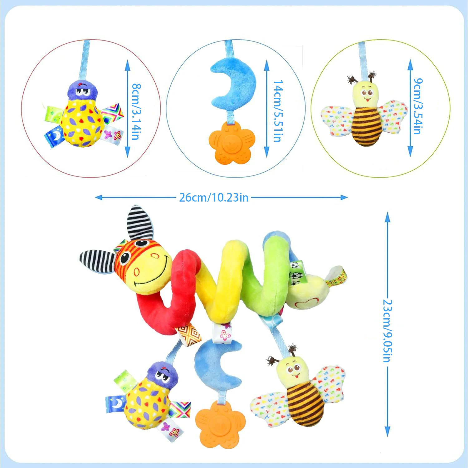 Baby Crib Hanging Rattles Toys Car Seat Toy Soft Mobiles Stroller Crib Cot Spiral Toy Pram Hanging Dolls for Babies Newborn Gift 2