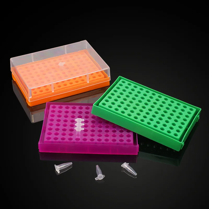 5Pcs 96-Holes PCR Tube Rack 0.2ml Centrifuge Tube Box With Transparent Lid plastic Storage Box Lab PP tube Storage Rack