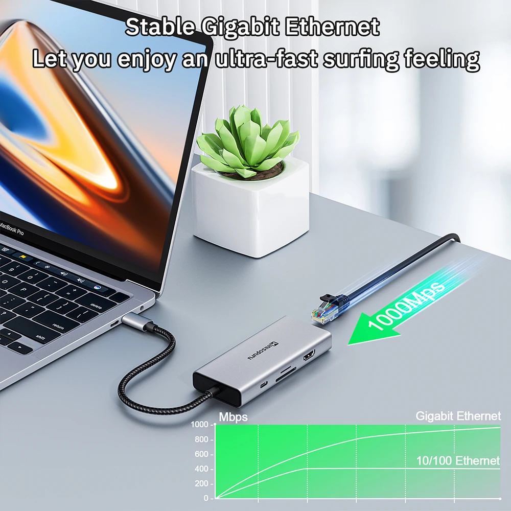 USB C ŷ ̼  ,  4K @ 60Hz RJ45 PD100W SD/TF USB ƼƮ , ƺ  9  1 USB C 