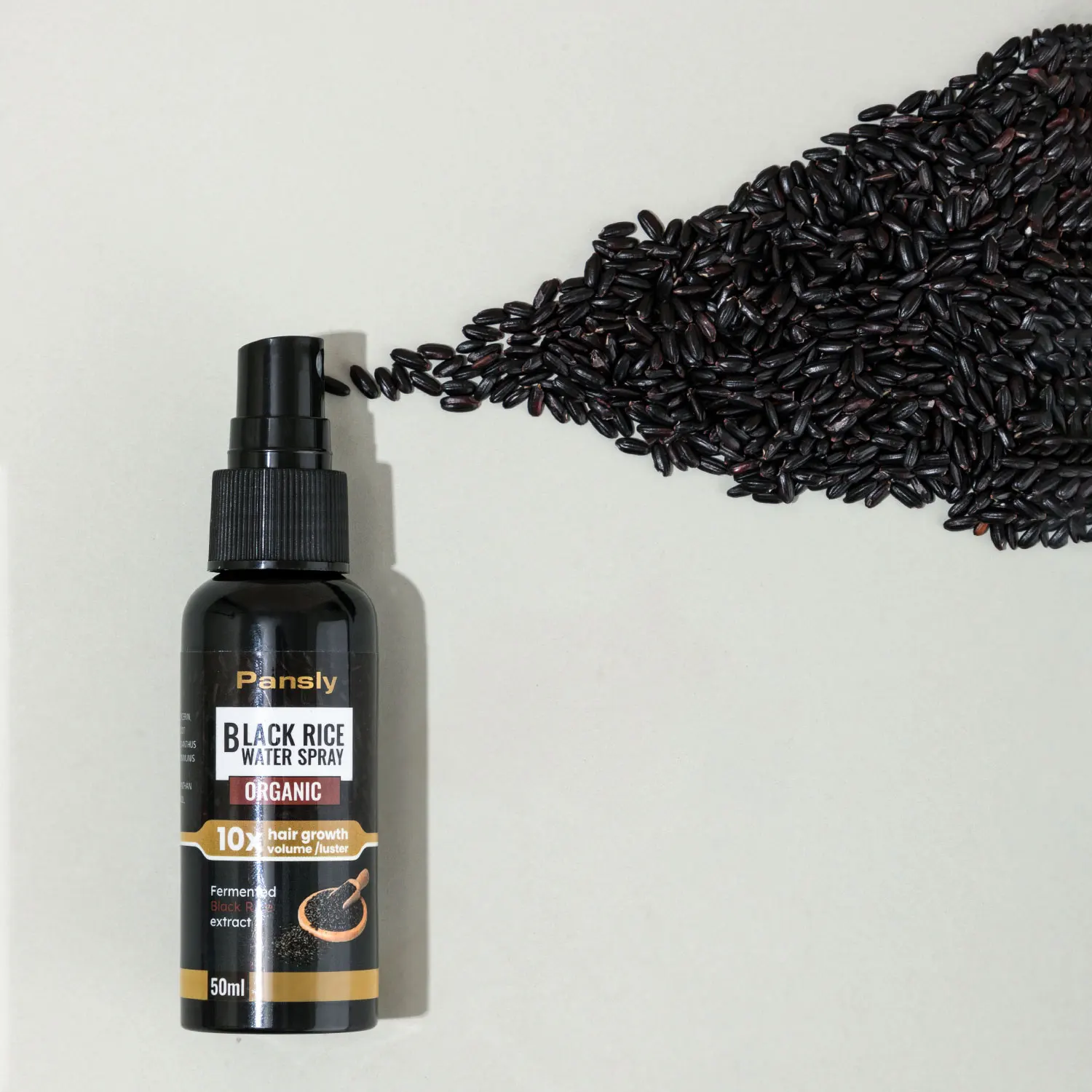 50ML Organic Black Rice Water Spray Naturally Enhances Moisturizing And Thickening, Suitable For Dry And Damaged Hair Types