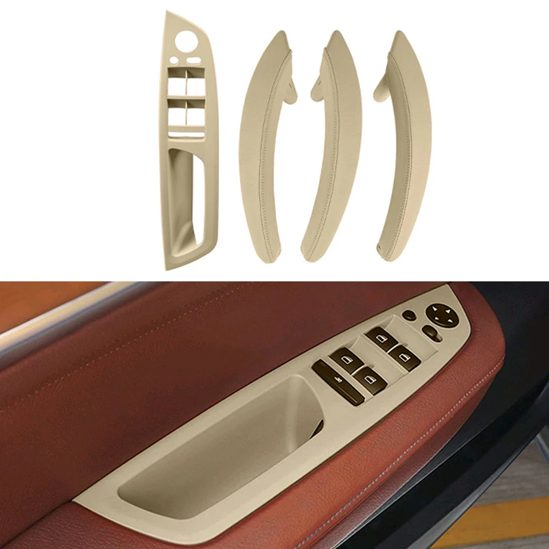 7pcs Lhd Glass Lifter Switch Panel Leather Door Inner Handle Cover For