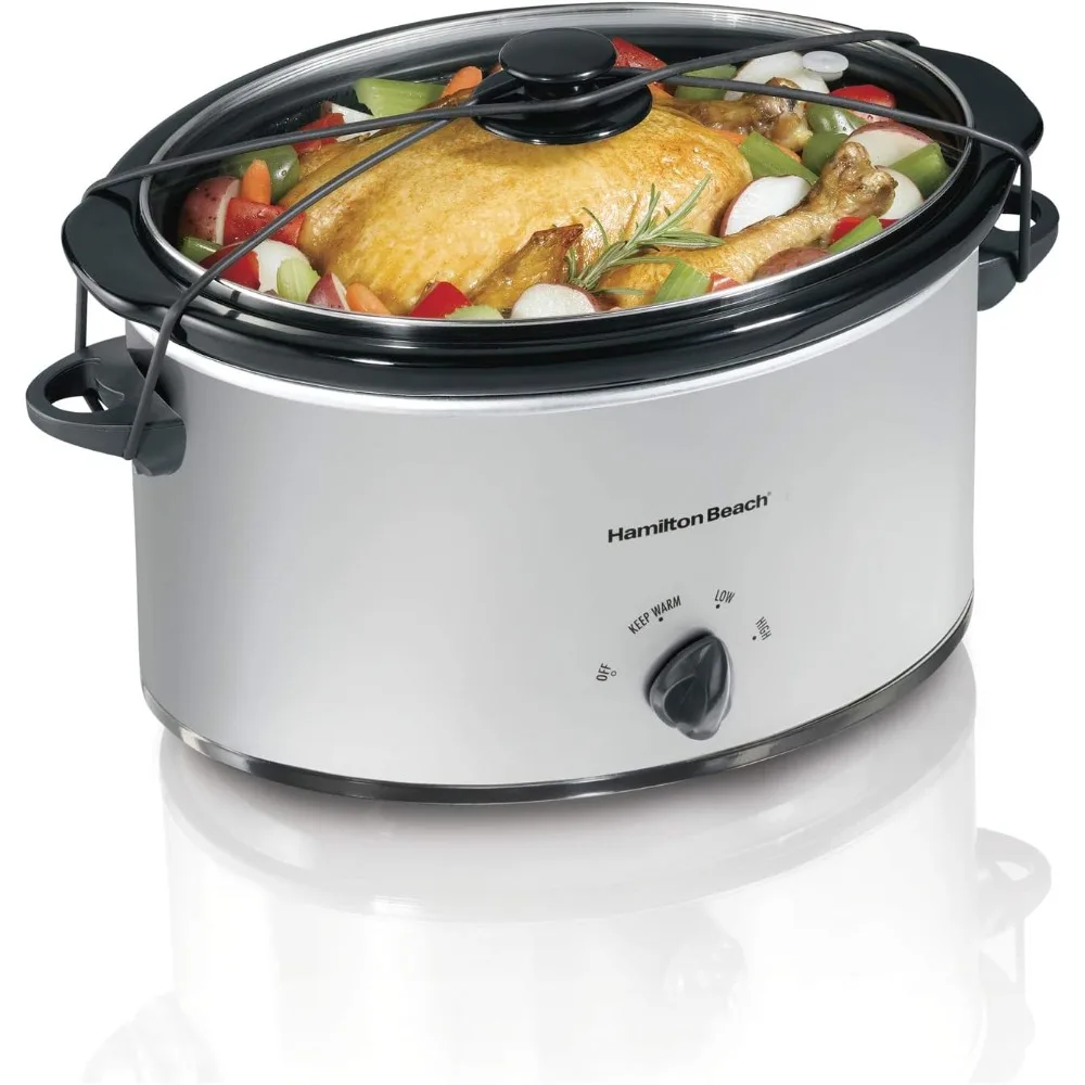 

7-Quart Portable Slow Cooker Serves 8+, multifunctional kitchenware, Dishwasher Safe Crock, Lid Latch Strap for Travel