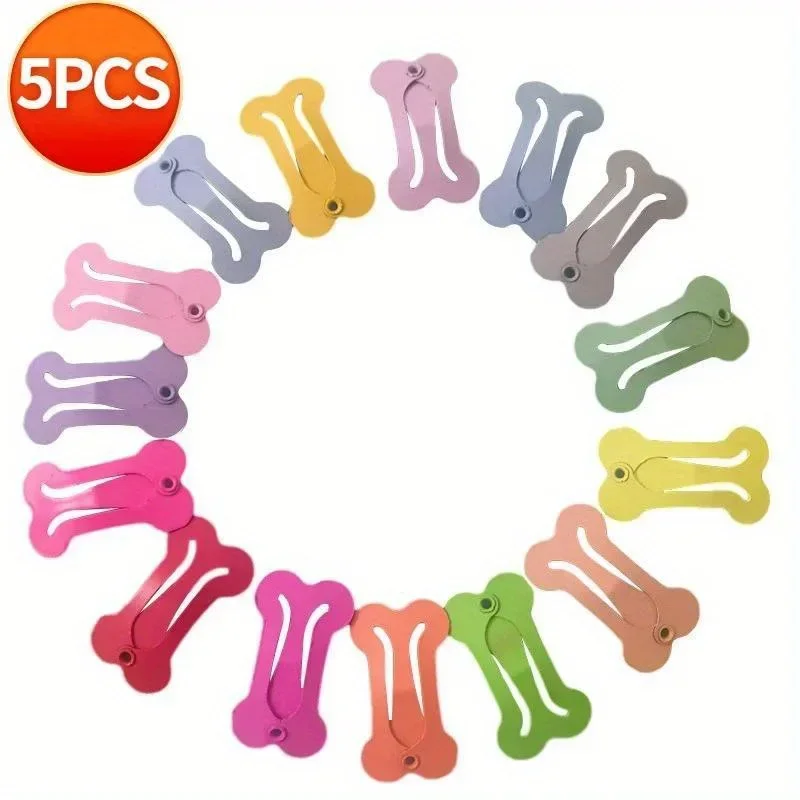 Cute Dog Hair Clip Colorful Bone Shaped 5 pieces/set Pet Dog Pet Beauty Accessories