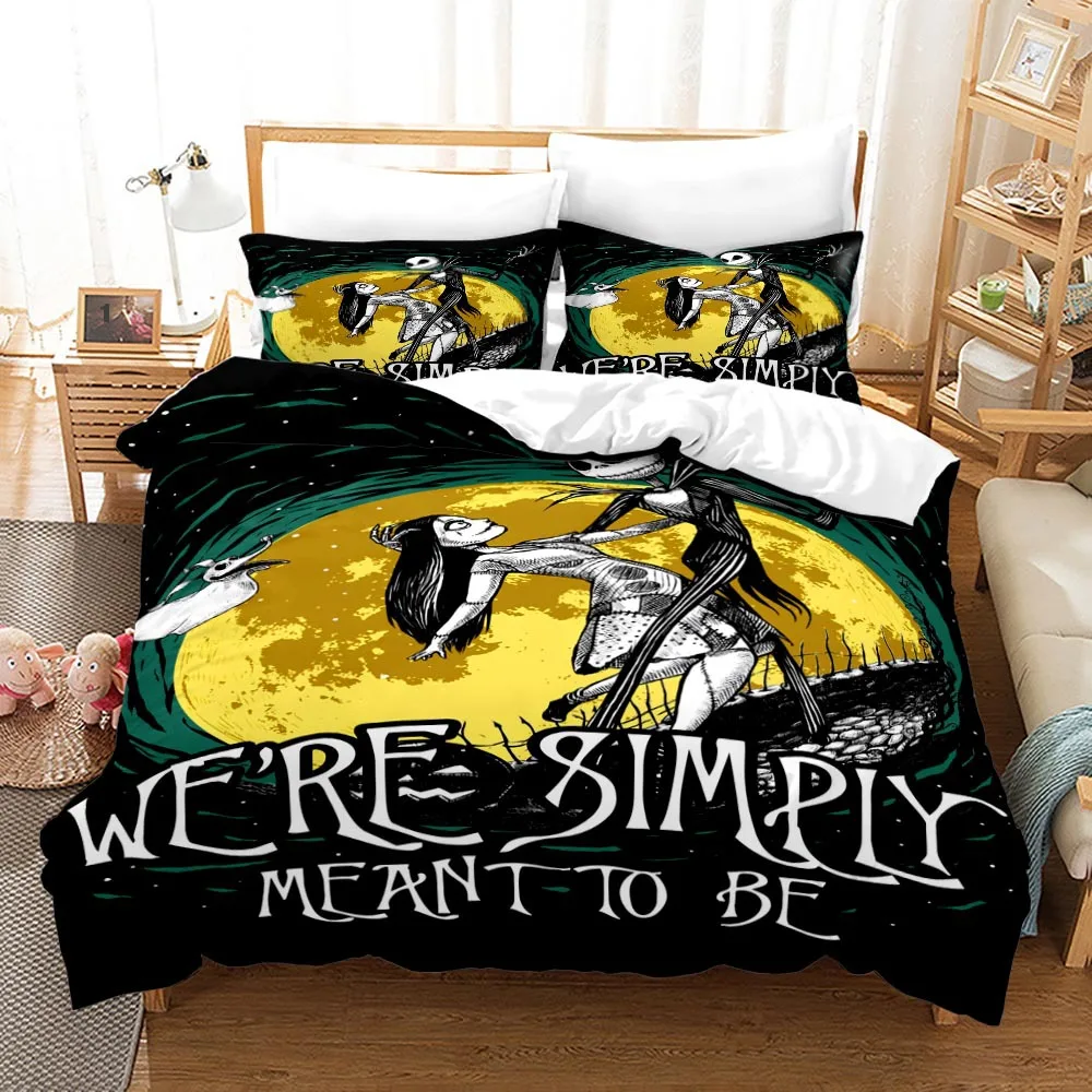 Set Copripiumino Queen Size 3 Pezzi, Nightmare Before Christmas Jack E Sally Rose Decor Set Biancheria Da Letto 2/3 Pezzi Copripiumino In Poliestere