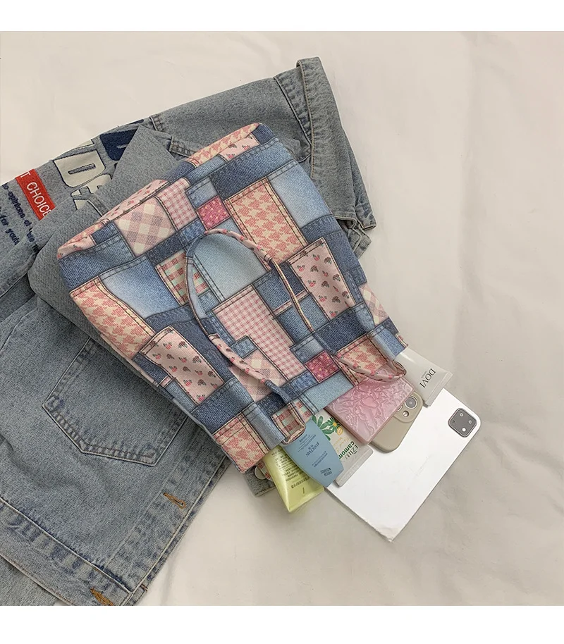 Women Denim Tote Bag Versatile Large Shoulder Bag Casual Style_voghion.com