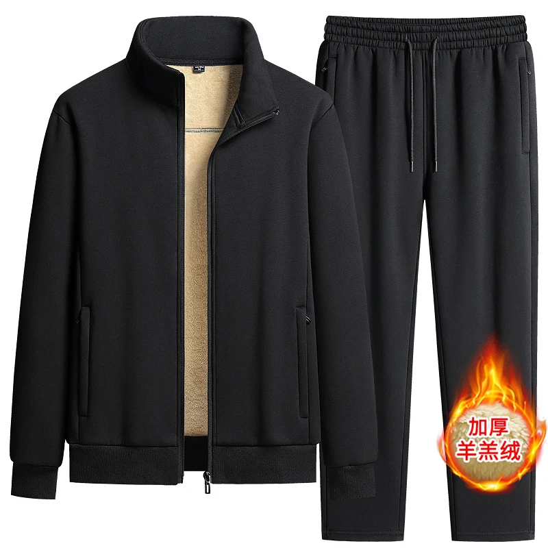 thumbnail image 1 of Conjunto deportivo de invierno para correr 2024, ropa deportiva para mantenerse abrigado, conjunto deportivo para hombre, traje de terciopelo, chándal grueso y cálido para hombre, 1 of 4