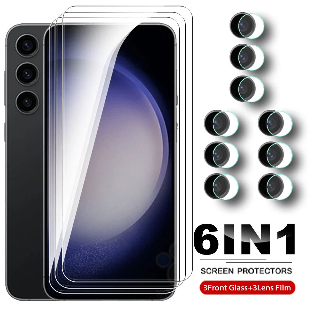 

6 в 1 9H стекло для Samsung Galaxy S21 FE S22 S23 Plus 5G закаленное стекло S21 + S22 + S23 + S21FE Защитная пленка для экрана объектива камеры