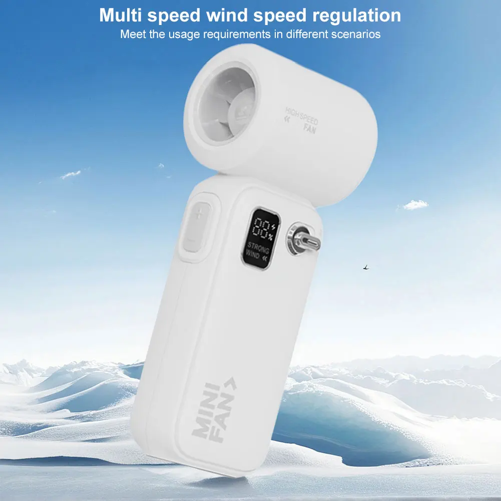 High Speed Fan LED Display Handheld Turbo Fan Rechargeable Electric Cooling Fan Mini Personal Fan for Outdoor Travel