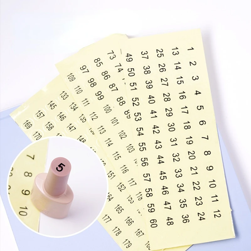 Nail Number Sticker Nail Polish Color Gel Varnish 1-60/ 61-120/121-180 Marking Numbering Digital Label Manicure Tool