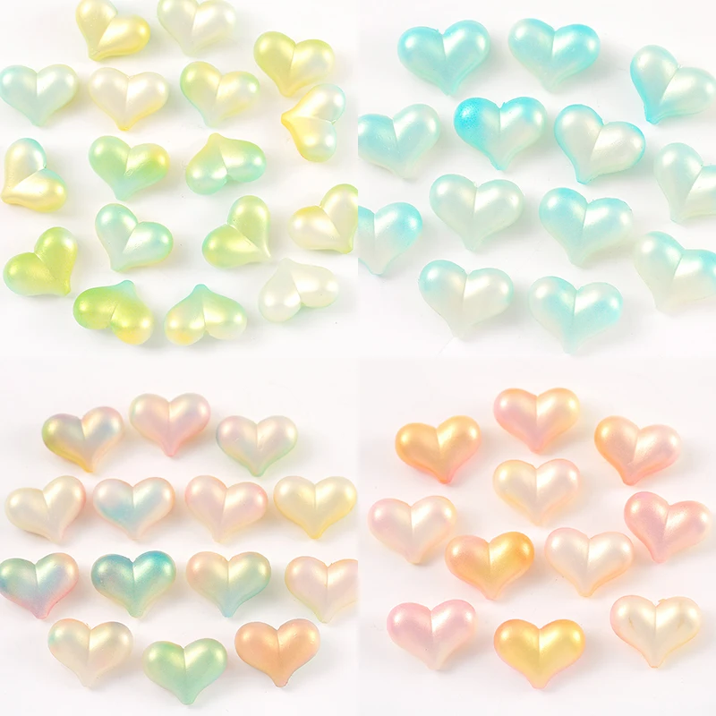 30pcs 18x22mm Gradient Colors resin Beads Love Heart Shape Beads For Jewelry Making Diy Bracelet Necklace Phone Chai