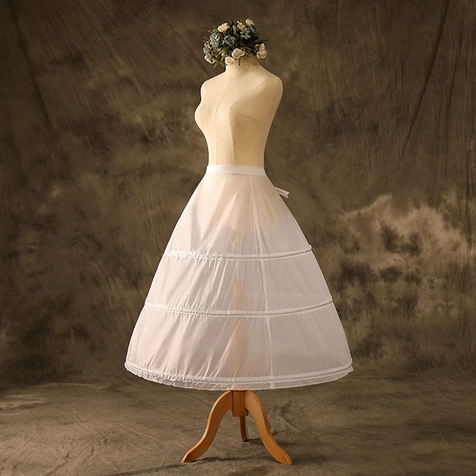 Auf Lager: 3-Reifiger, einlagiger, weißer A-Linien-Blumenmädchenkleid-Petticoat, Kinder-Krinoline-Unterrock, Hochzeitsaccessoires, Übergröße – Detail 4