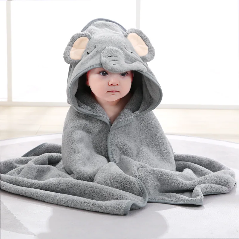 Newborn Baby Bath Towel Cartoon Baby Swaddle Kids Bathrobe Fleece Blanket Warm Sleeping Swaddle Wrap for New Born Boys Girls 2