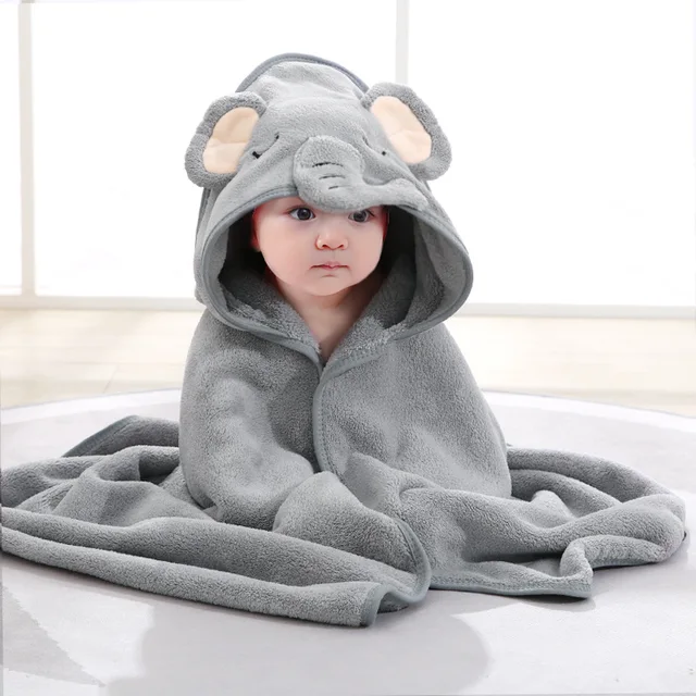 Newborn Baby Bath Towel Cartoon Baby Swaddle Kids Bathrobe Fleece Blanket Warm Sleeping Swaddle Wrap