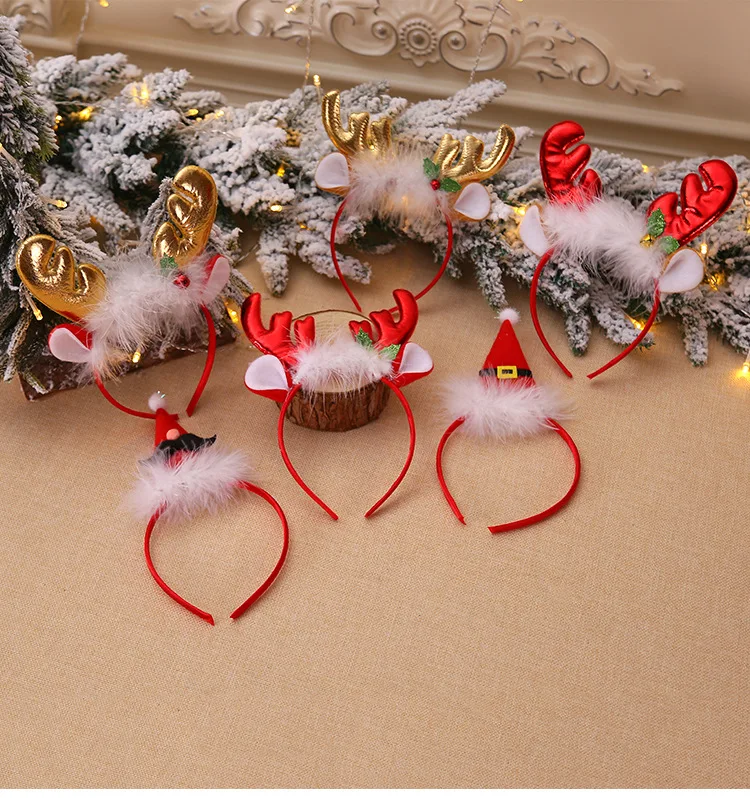 Description Picture 2 of itemChristmas Headband Elk Horn Bell Sequin Christmas Hair Clips Happy New Year Photo Props Xmas Decor Hair Accessories Gifts
