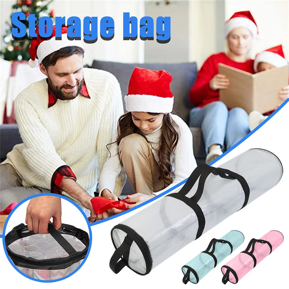 Christmas Wrapping Paper Storage Bag Durable Underbed Xmas Gift Wrap Organiser Easy Carry Handles Clear Waterproof PVC Bag gift wrapping organizer