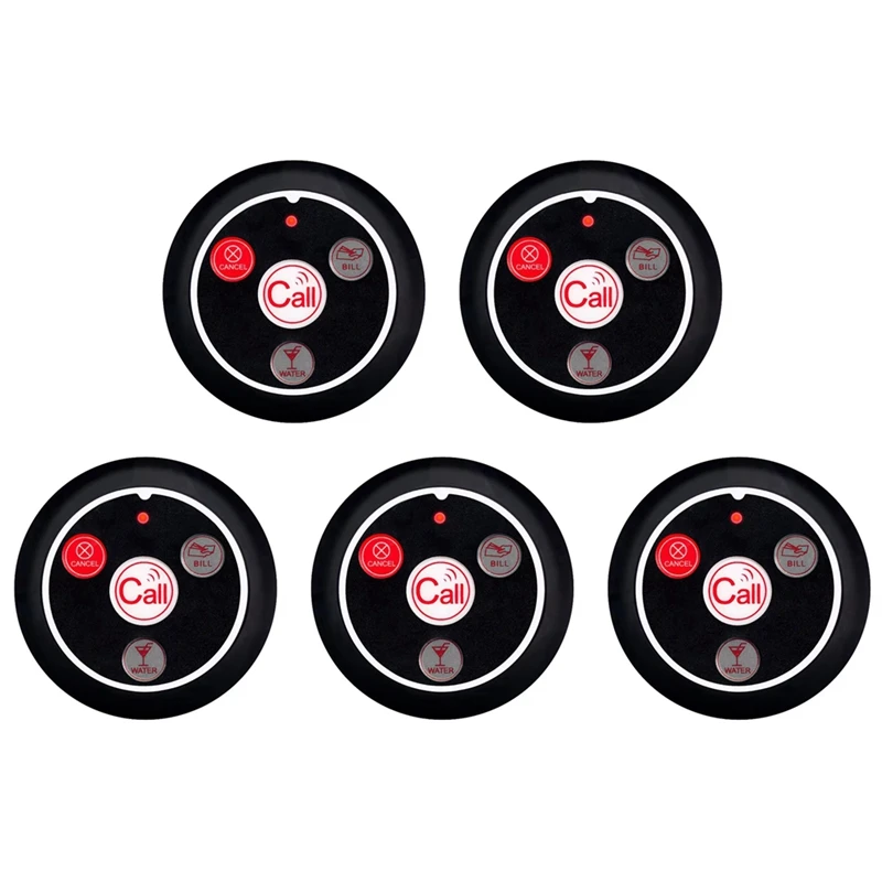 5Pcs Call Button Restaurant Pager Wireless Waiter Transmitter 433Mhz For Hookah Bar Cafe Customer Service