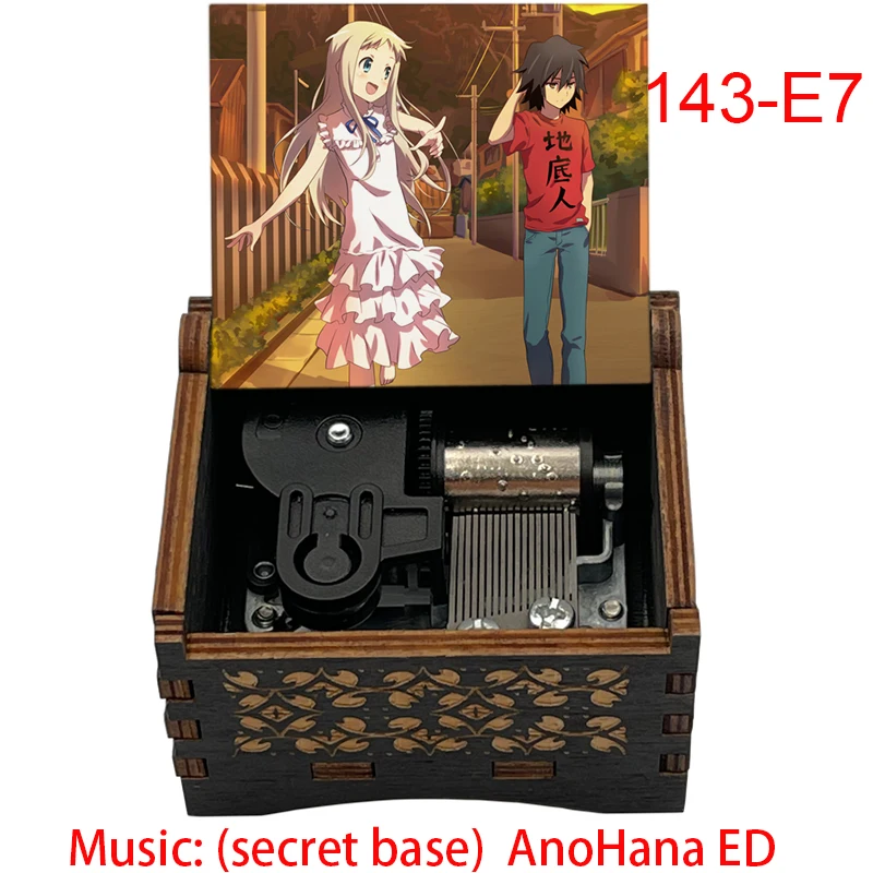 Anime Nohana The Flower We Saw That Day Wooden Music Box Silver Metal Automatic Movement New Year Holiday Gifts for Friends